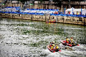 Paris 2024 - French Police, Divers, and Army Prepare For Opening Ceremony