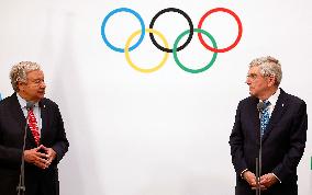 (PARIS2024)FRANCE-PARIS-IOC-UN-MEETING-BACH-GUTERRES