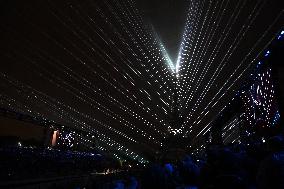 Paris 2024 - A Light Show Is Staged On The Eiffel Tower