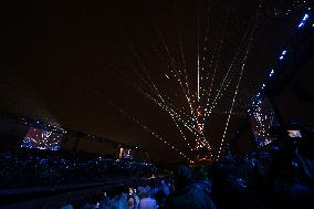 Paris 2024 - A Light Show Is Staged On The Eiffel Tower