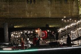 Paris 2024 - Torch Departing From Iena Bridge Towards Tuileries Gardens