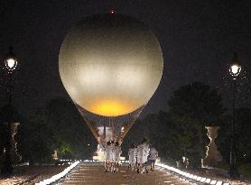 Paris 2024 - Torch Departing From Iena Bridge Towards Tuileries Gardens