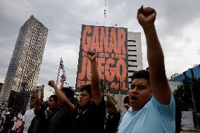 Mothers, Fathers And Relatives Of The 43 Students From Ayotzinapa March Almost 10 Years After Their Forced Disappearance