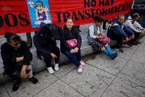 Mothers, Fathers And Relatives Of The 43 Students From Ayotzinapa March Almost 10 Years After Their Forced Disappearance