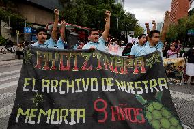 Mothers, Fathers And Relatives Of The 43 Students From Ayotzinapa March Almost 10 Years After Their Forced Disappearance