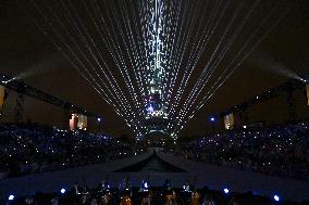 Paris 2024 - A Light Show Is Staged On The Eiffel Tower
