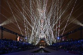 Paris 2024 - A Light Show Is Staged On The Eiffel Tower