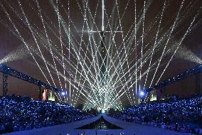 Paris 2024 - A Light Show Is Staged On The Eiffel Tower