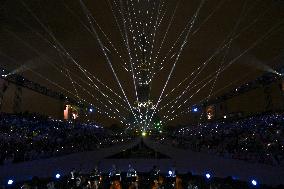 Paris 2024 - A Light Show Is Staged On The Eiffel Tower
