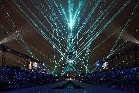 Paris 2024 - A Light Show Is Staged On The Eiffel Tower