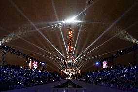 Paris 2024 - A Light Show Is Staged On The Eiffel Tower