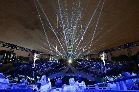 Paris 2024 - A Light Show Is Staged On The Eiffel Tower