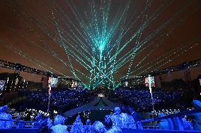 Paris 2024 - A Light Show Is Staged On The Eiffel Tower