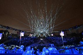 Paris 2024 - A Light Show Is Staged On The Eiffel Tower