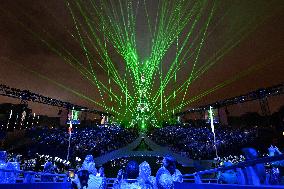 Paris 2024 - A Light Show Is Staged On The Eiffel Tower