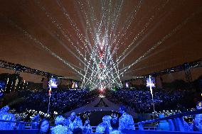 Paris 2024 - A Light Show Is Staged On The Eiffel Tower