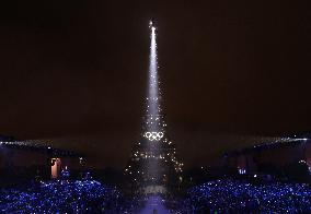 Paris 2024 - A Light Show Is Staged On The Eiffel Tower