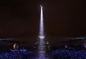 Paris 2024 - A Light Show Is Staged On The Eiffel Tower