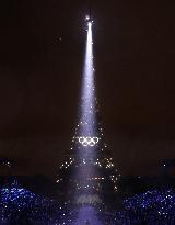 Paris 2024 - A Light Show Is Staged On The Eiffel Tower