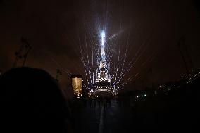 Paris 2024 - A Light Show Is Staged On The Eiffel Tower