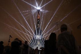 Paris 2024 - A Light Show Is Staged On The Eiffel Tower