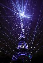 Paris 2024 - A Light Show Is Staged On The Eiffel Tower