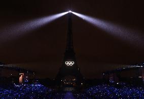 Paris 2024 - A Light Show Is Staged On The Eiffel Tower