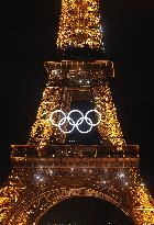 Paris 2024 - A Light Show Is Staged On The Eiffel Tower