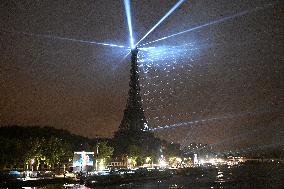 Paris 2024 - A Light Show Is Staged On The Eiffel Tower