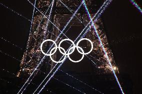 Paris 2024 - A Light Show Is Staged On The Eiffel Tower