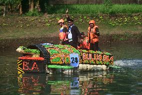 INDONESIA-JAKARTA-PLASTIC BOTTLES BOAT-PARADE