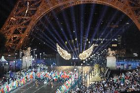 Paris 2024 - Olympic Flag Arrival At Trocadero