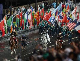 Paris 2024 - Olympic Flag Arrival At Trocadero