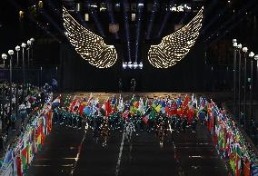 Paris 2024 - Olympic Flag Arrival At Trocadero