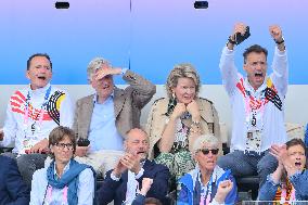 Paris 2024 - Belgian Royals At Hockey Belgium v Ireland