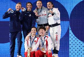 (PARIS2024)FRANCE-SAINT DENIS-DIVING-WOMEN'S SYNCHRONISED 3M SPRINGBOARD--AWARDING CEREMONY