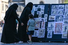 Crowd Of Middle Eastern Tourists In UNESCO Krakow