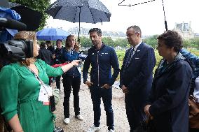 Paris 2024 - Olympic Chaudron Public Presentation At Tuileries Garden