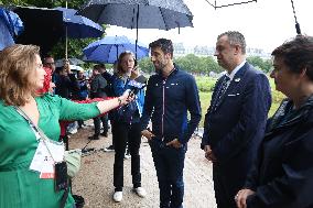 Paris 2024 - Olympic Chaudron Public Presentation At Tuileries Garden
