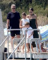 Adrien Brody, Georgina Chapman, Natasha Poly and Family At Club 55 - St Tropez