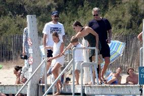 Adrien Brody, Georgina Chapman, Natasha Poly and Family At Club 55 - St Tropez