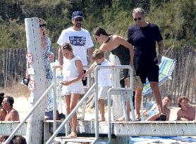 Adrien Brody, Georgina Chapman, Natasha Poly and Family At Club 55 - St Tropez