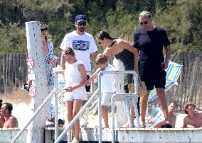 Adrien Brody, Georgina Chapman, Natasha Poly and Family At Club 55 - St Tropez