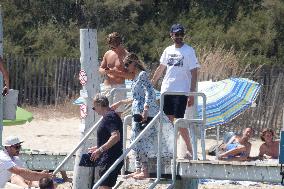 Adrien Brody, Georgina Chapman, Natasha Poly and Family At Club 55 - St Tropez