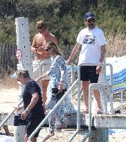 Adrien Brody, Georgina Chapman, Natasha Poly and Family At Club 55 - St Tropez