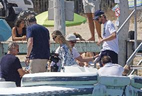 Adrien Brody, Georgina Chapman, Natasha Poly and Family At Club 55 - St Tropez