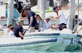 Adrien Brody, Georgina Chapman, Natasha Poly and Family At Club 55 - St Tropez