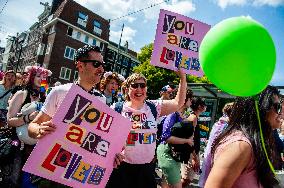 The Pride Walk Organized In Amsterdam.