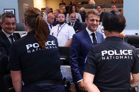 Paris 2024 - Emmanuel Macron meets police forces