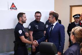 Paris 2024 - Emmanuel Macron meets police forces